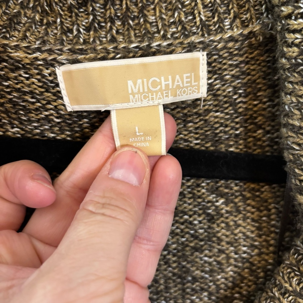 Michael Kors Brown Cowl Neck Sweater with Textured Knit